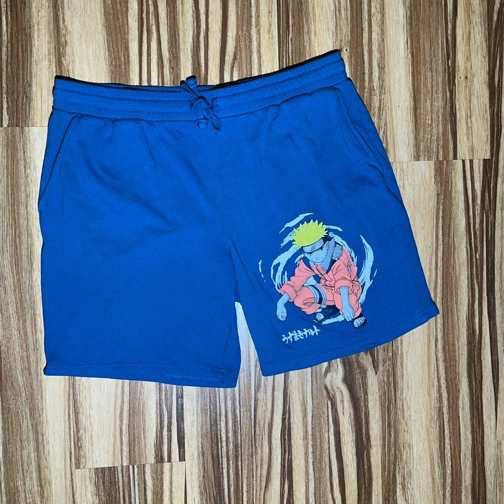 Vintage 2002 Naruto Blue Graphic Men Shorts
